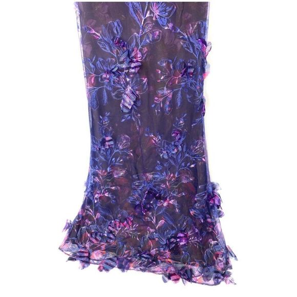 MARCHESA NOTTE PURPLE FLORAL OFF THE SHOULDER GOWN - SIZE 0 - Picture 3 of 3